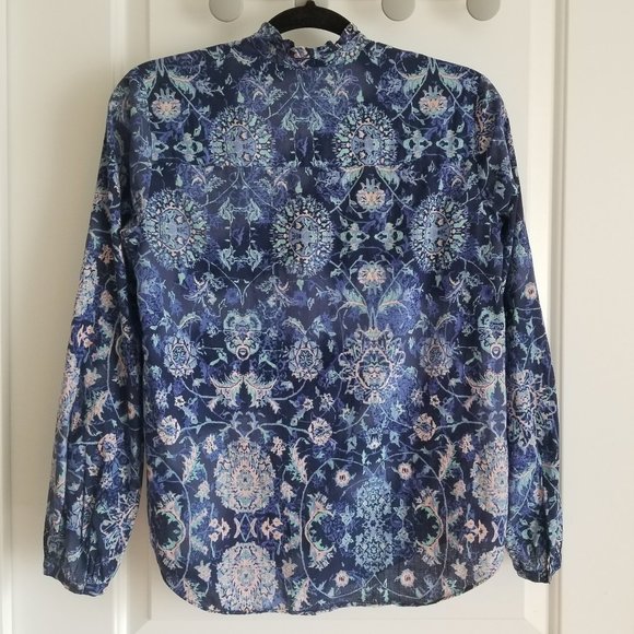 Rebecca Taylor Floral Ruffle Neck Peasant Blouse - Picture 5 of 5